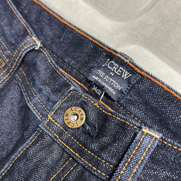 J. Crew Jeans Men's 34X32* Blue The Sutton Straight Leg Dark Wash Cotton Denim - Picture 7 of 9